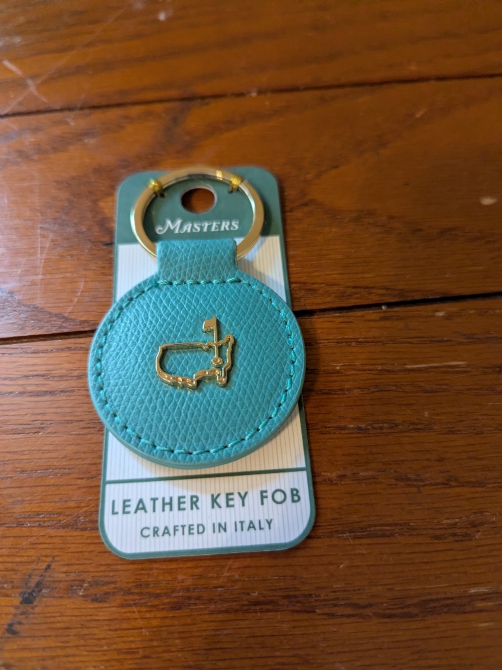 Masters Round Leather Key Fob Light Blue Crafted in Italy NEW on Card 2026